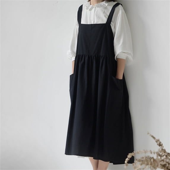 Large Waterproof Cotton Linen Apron with Pockets for Kitchen,Cooking,Florist,and Garden Workwear,Adjustable Bib Apron for Men and Women