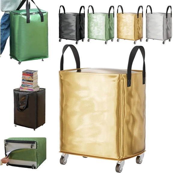 Large Waterproof Moving Bag with Wheels, Moving Bags Heavy Duty Extra Large Reinforced Handle, Foldable Packing Bag with Removable Bottom Board for Clothes, Travel, College Dorm