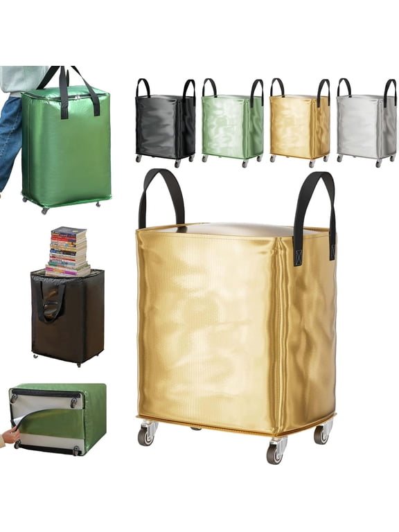 Large Waterproof Moving Bag with Wheels, Moving Bags Heavy Duty Extra Large Reinforced Handle, Foldable Packing Bag with Removable Bottom Board for Clothes, Travel, College Dorm