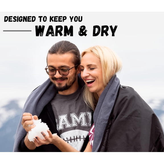 Large Waterproof Outdoor Stadium Blanket, Windproof and Warm Extra Thick Fleece or Quilted Sherpa, Great for Cold Weather Camping, Picnic, Sports, Festivals