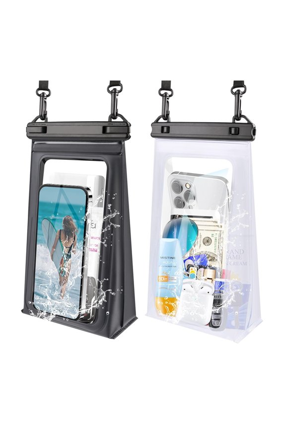 [Large Waterproof Phone Pouch, [2 Pack] Double Seals] Floating Waterproof Pouch for Kayak/Beach/Cruise Travel Essentials,