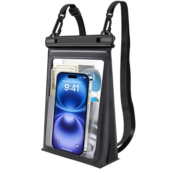 Large Waterproof Phone Pouch [with Sealing Strip], Cell Phone Dry Bag for iPhone 16 15 14 13 Pro Max Galaxy S25 S24 S23 S22 All Devices, Floating Water Proof Bag for Beach Water Park White