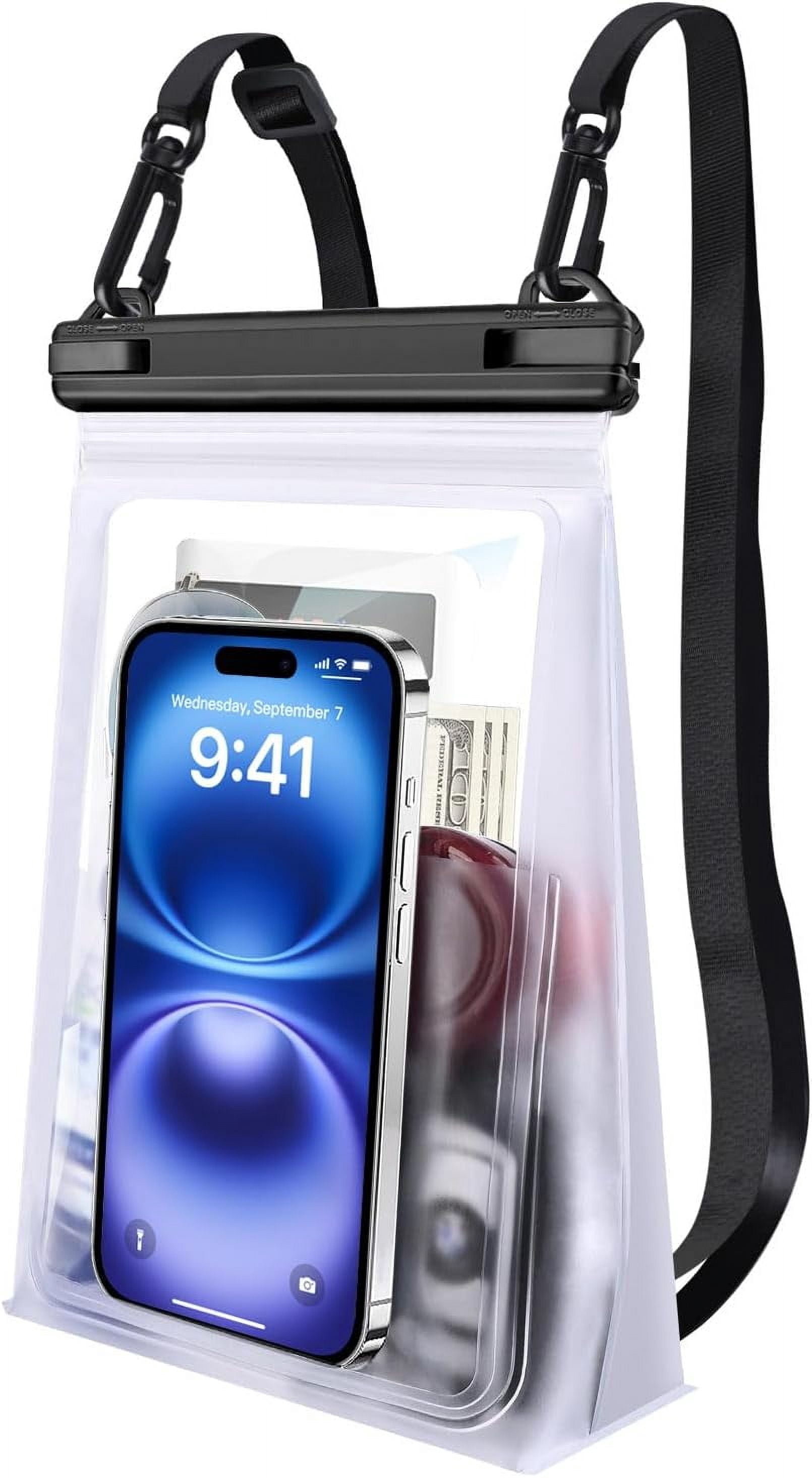 PEDVSTY Large Waterproof Phone Pouch [with Sealing Strip], Floating for Kayak Beach Cruise Essentials, IPX8 Dry Bag iPhone 17/16/15/14 Pro Max Galaxy S26/S25 All Phones White