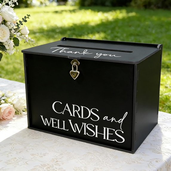 Large Wedding Card Box with Lock & Slot, Elegant White Wedding Card Boxes for Reception Money Gift Envelope Cards, DIY Gift Cards Box for Party Engagement Baby Bridal Shower Table Decor