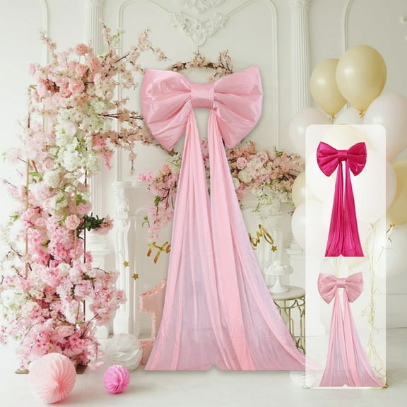 Large Wedding Pew Bows with 60 Inch Long Tails 15 x 20 Inch Wedding Aisle Decorations Bows Satin Ribbon Background Decor for Party Bridal Shower Reception Ceremony Room (Hot Pink)