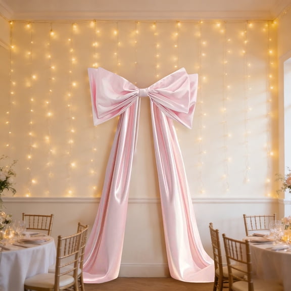 Large Wedding Pew Bows with Long Tails 18 X 84.6 Inch Wedding Aisle Decorations Bows Satin Ribbon Background Decor for Bridal Shower Reception Ceremony