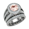 thumbnail image 1 of Large Wedding Ring Set Round Morganite Halo Diamond Ring 14K White Gold 3.20 Carat (G,SI), 1 of 5