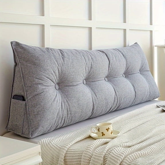 Large Wedge Pillow Headboard | Breathable Soft Triangular Backrest Cushion | Detachable Cover for Sitting, Sleeping & Reading | Multiple Colors for Bed & Sofa Use