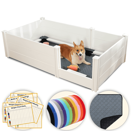 72"x 40" Whelping Box Kit for Dogs, Perfect for 2-6 Puppies’ Growth Period, White