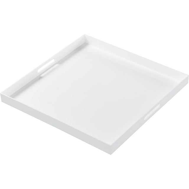 Large White Acrylic Serving Tray with Handles24x24x2 Inch Big Size