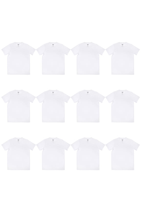 Large White Adult Polyester Crew Neck T-Shirt by Make Market â€“ Short Sleeve - Classic Fit for Crafting - Vinyl & Tie-Dye Projects - 12 Pack