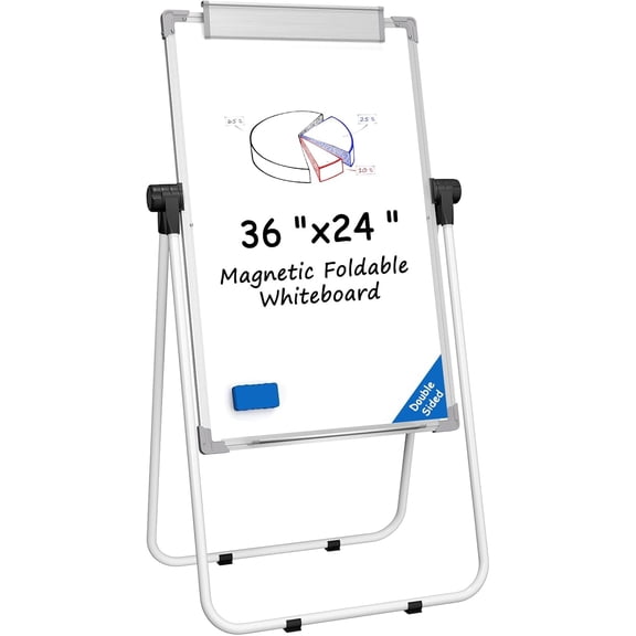 Large White Board Easel Stand, 40" x 28" Double Sided Dry Erase Board with Stand, Height Adjustable and 360 Degree Rotation Classroom Easel for Home & Office Flip Chart Stand
