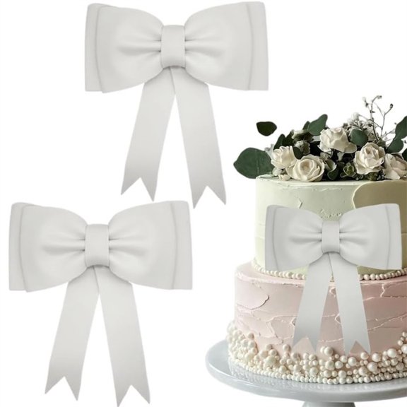 Large White Bow Cake Toppers,2 Pcs Reusable EVA Foam Cake Decor, Oversized Princess Bowknot Pick for Wedding Birthday Anniversary, Valentine's Day, Baby Shower Party Supplies Topboutique