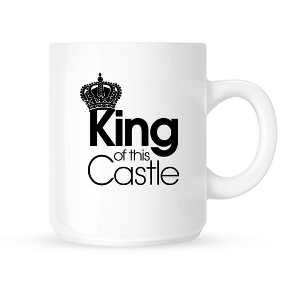 Large White Ceramic Coffee Mug For Him King of This Castle 15 oz Tea Cup Decor Reflektion Design