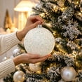thumbnail image 1 of Large White Glitter Christmas Ball Ornament, 5.91 Inch Sparkling Hanging Bauble, Shatterproof Xmas Tree Decor, 1 of 9