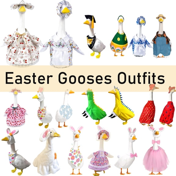 Large White Holiday Decoration Easter Porch Clothes, Outdoor Yard Holiday Decoration, 23 Inch Goose Statue Outfit, Spring Lawn Goose Costume, Patio Porch Display, HAODEJW, J