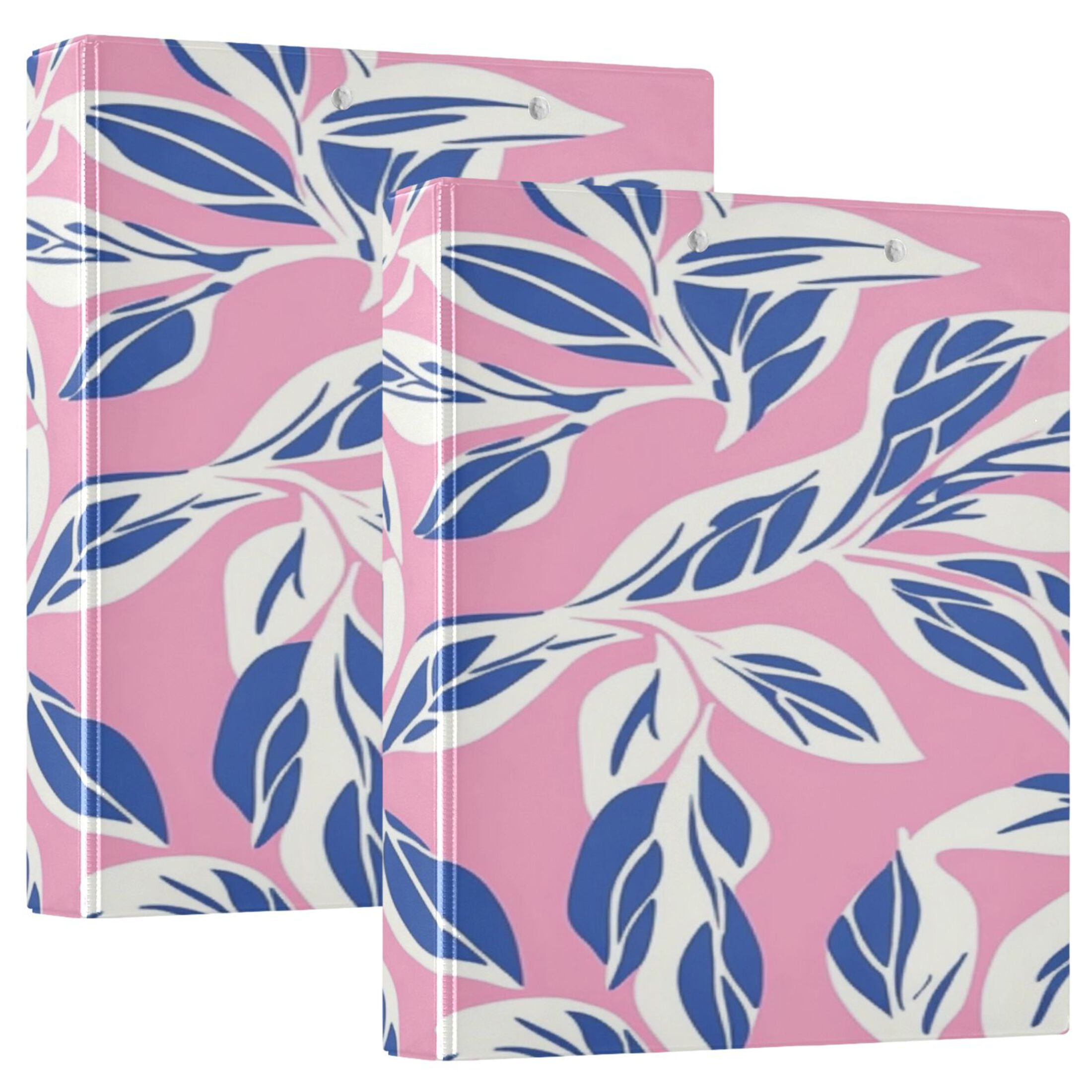 Large White Leaves 3 Ring Hardcover Binders 1.5in Round Rings for ...