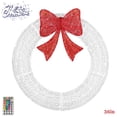 thumbnail image 1 of Large White Lighted Holiday Wreath with Red Bow, Indoor/Outdoor Use Pre-Lit Christmas Wreath w/ 175 LED Lights & Remote Control & Timer - 36 Inches, 1 of 10