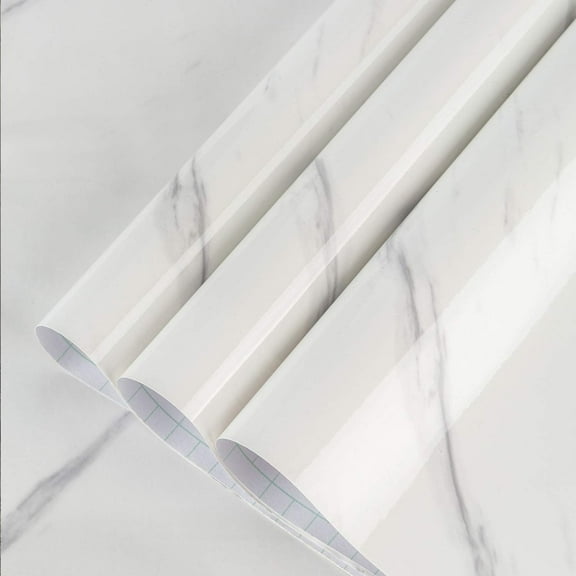 Large White Marble Granite Wallpaper Peel Stick Thicken 31.5x354inch Waterproof Furniture Sticker Self-Adhesive Contact Paper Marble Vinyl Wrap for Countertop Fireplace Backsplash DIY Wall Sticker