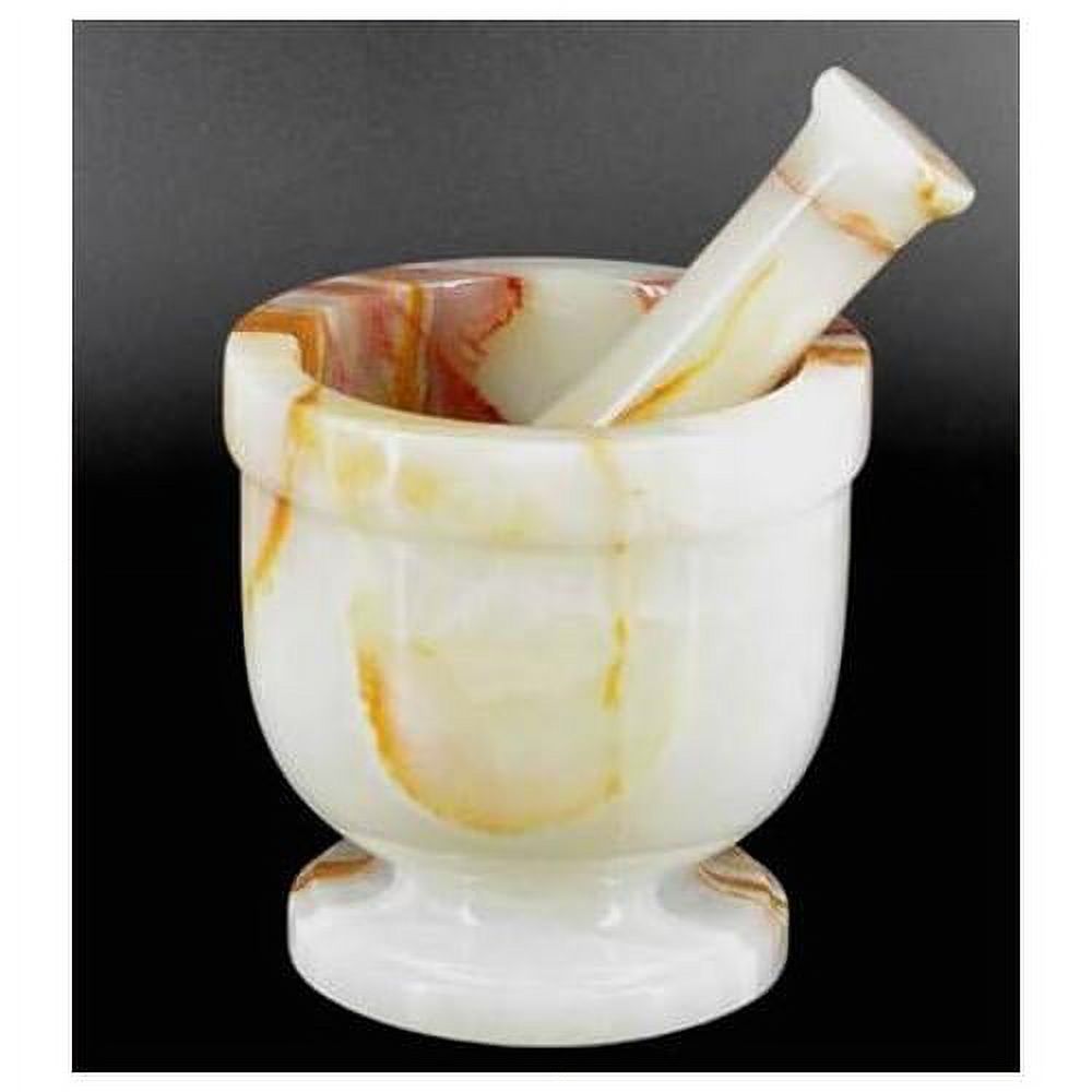 Large White Onyx Stone Mortar And Pestle Set 5 Inch