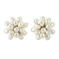 thumbnail image 1 of Large White Pearl Floral Cluster Stylish Clip On Statement Earrings, 1 of 5