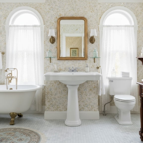 Large White Pedestal Bathroom Sink 34" W Porcelain Spaceous Wall Mount Sink w/Centerset Faucet Hole | Renovators Supply