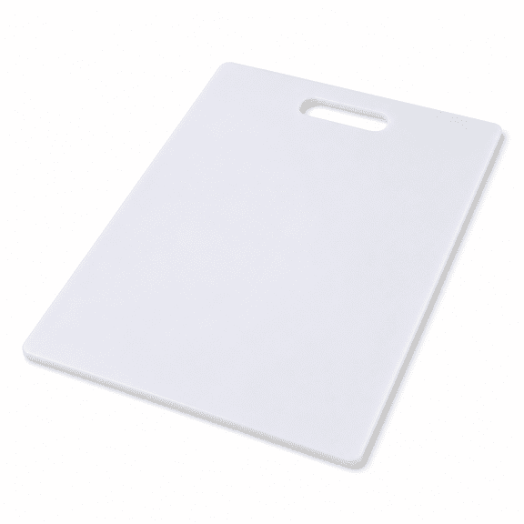 Large White Plastic Cutting Board, Dishwasher Safe Polypropylene Chopping Board with Easy Grip Handle, Reversible Kitchen Cutting Board for Meat, Vegetables and Food Prep, 11 x 14 Inch