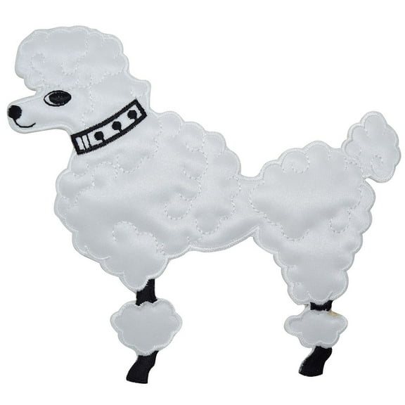 Large White Poodle - Facing Left - Iron on Applique/Embroidered Patch