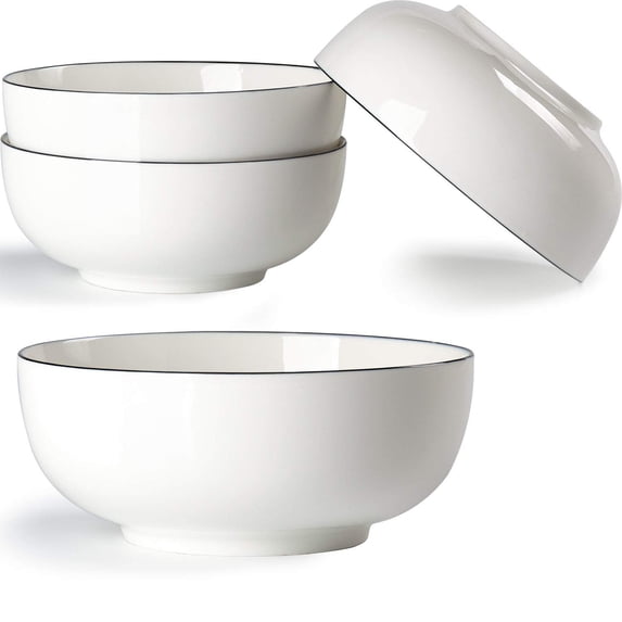 Large White Porcelain Bowl, Big Ramen And Pho Bowl Set Of 3 For Daily Meal