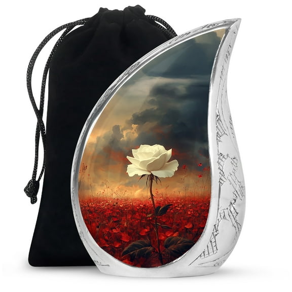 Large White Rose Urn For Human Ashes Adult Male & Female - Cremation Urns For Adult Human Ashes - Funeral Memorial Ashes - 10 inch