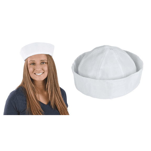 Large White Sailor Hat (1 Hat) (10 Inch) Adult Large Nautical Costume Accessory