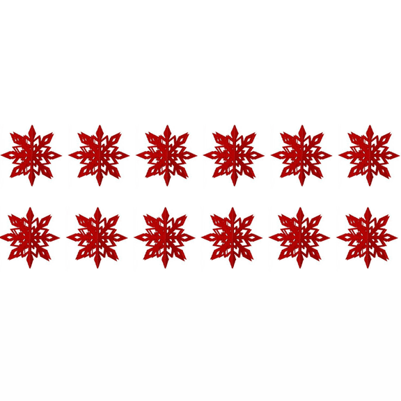 Large White Snowflakes Ornament Glitter Snowflake for Winter Indoor Outdoor Christmas Tree Window Room Decorations Giant Craft Snowflakes - red