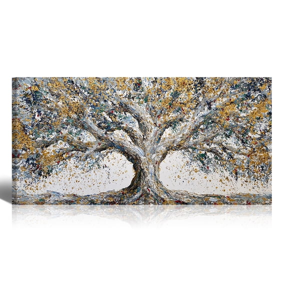 Large White Trees of Life Canvas Wall Art, Creative Trees Decor Painting Canvas Print for Living Room, Bedroom, Office Decorations, Gifts for Men