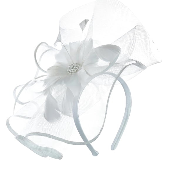 Large White Tulle Fascinator, Kentucky Derby Hat for Women, Wear As Headband or Clip