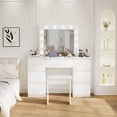 thumbnail image 1 of Large White Vanity Tables with Mirror and Light, 1 of 6
