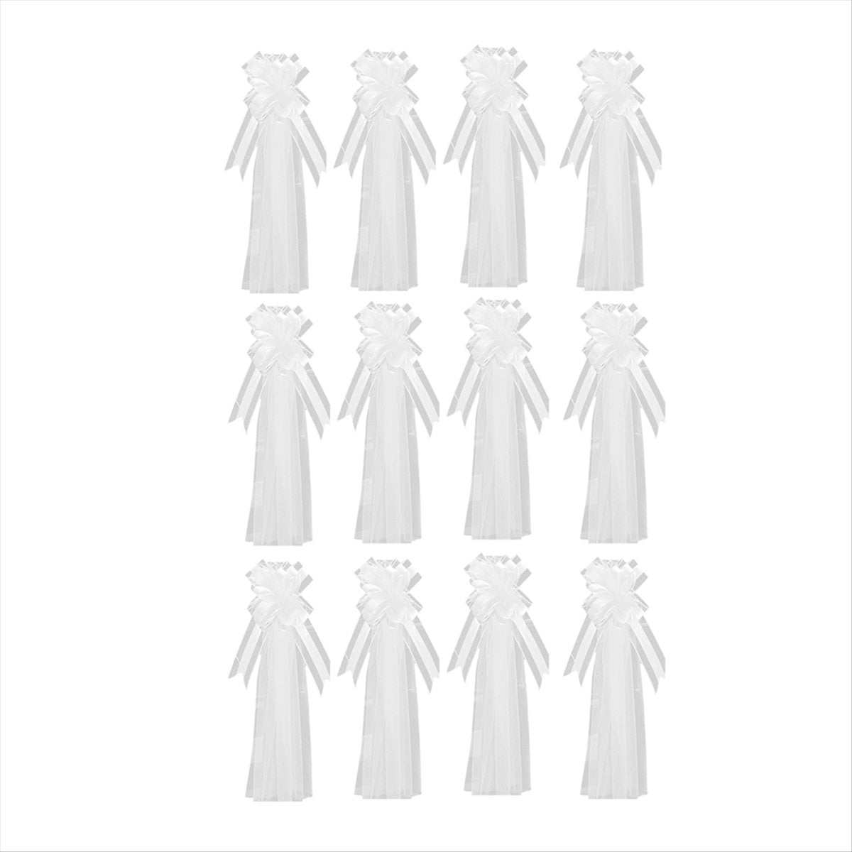 Large White Wedding Pew Bows with Long Tulle Chair Aisle Decorations Car Decoration