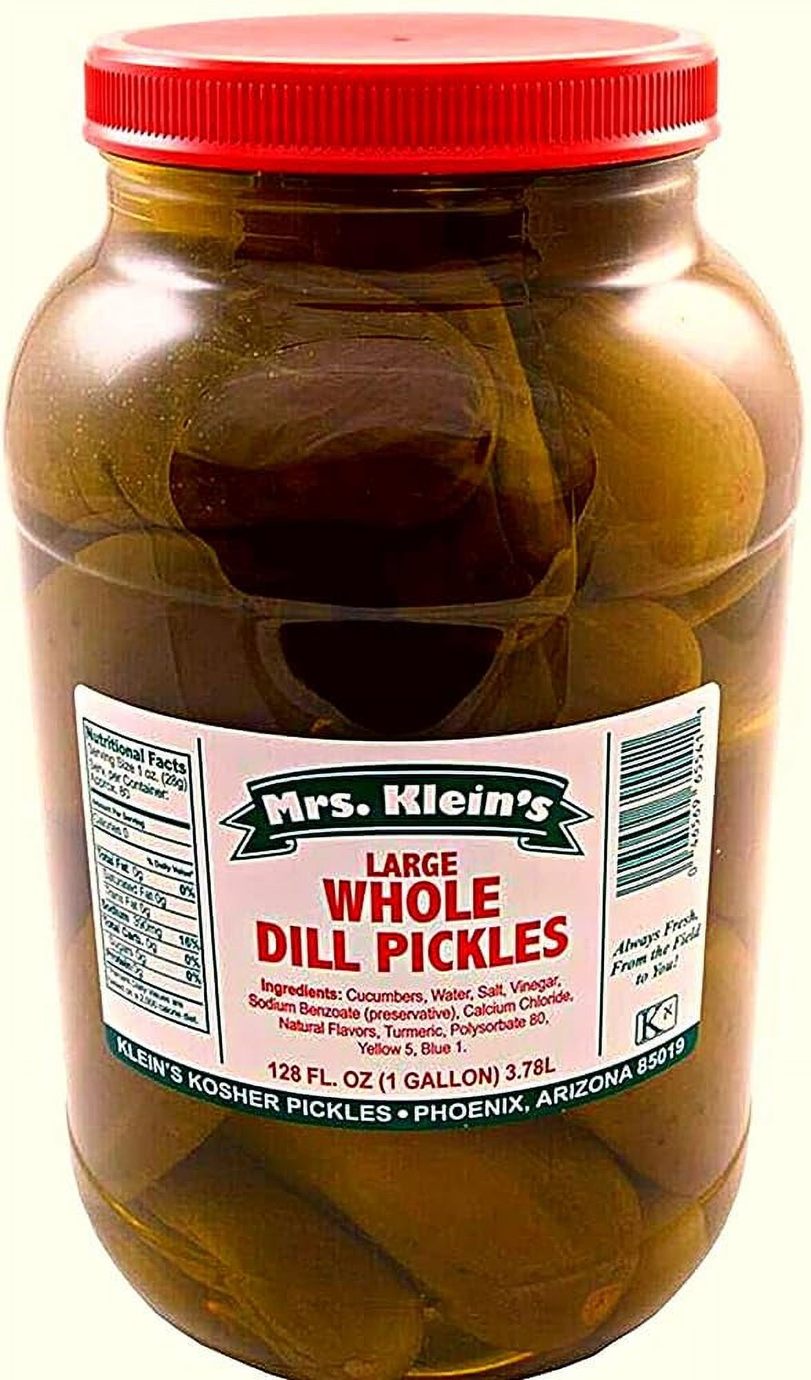 Large Whole Dill Pickles • 1 Gallon • 128 Oz • Big Pickles In Pickle Juice • The Perfect