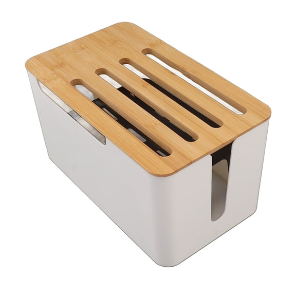 Large WiFi Router Storage Box & Bamboo Cord Organizer (13 x 7.8 x 7.8 Inches / 33 x 20 x 20 cm) Cable Management Hider Holder for Home Office