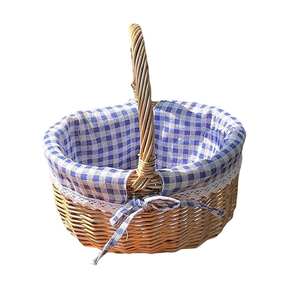 Large Wicker Picnic Basket with Handles,Handle Sturdy Woven Body with Removable and Washable Lining,Outdoor Camping,Gift Packing,Garden Picking, Storage