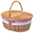 Large Wicker Picnic Basket with Lid and Handle Sturdy Woven Body with