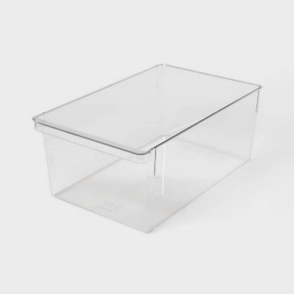 Large Wide Fridge and Pantry Organizer Bin : Clear BPA-Free Freezer-Safe Storage, 14.5"x9.14"x6"