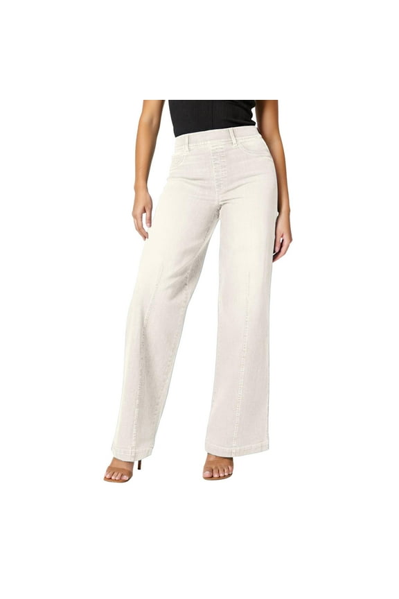 Large Wide Leg Jeans for Women,High Waisted and with Multiple Pockets,High Elasticity Casual Denim Pants