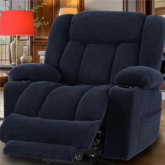Large-Wide Power Lift Recliner Chair for Elderly, Big and Tall, Heat and Massage, Lift Chairs Recliners with Extended Footrest, Remote Control, 2 Cup Holders