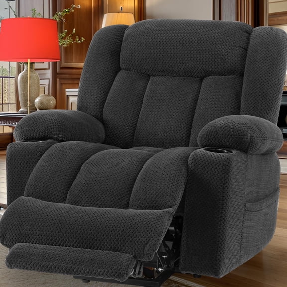 Large-Wide Power Lift Recliner Chair for Elderly, Big and Tall, Heat and Massage, Lift Chairs Recliners with Extended Footrest, Remote Control, 2 Cup Holders