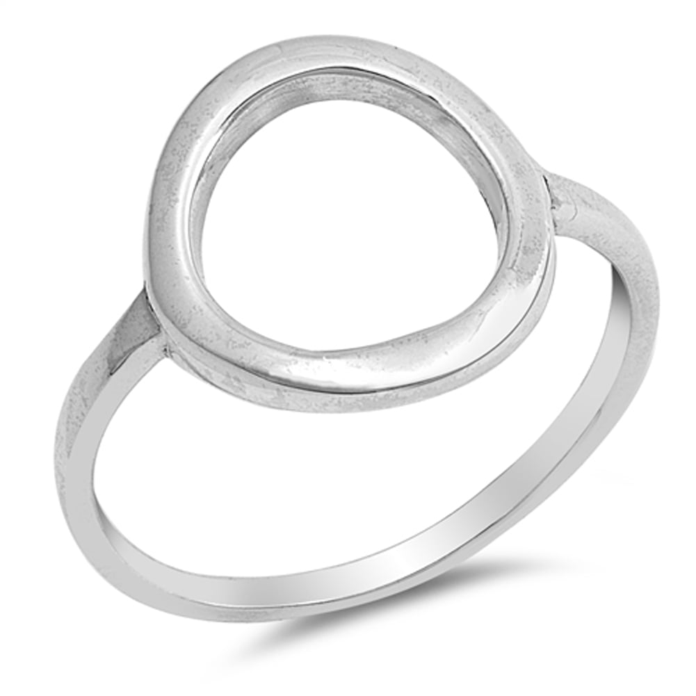 Large Wide Round Circle Ring .925 Sterling Silver Band Jewelry Female ...