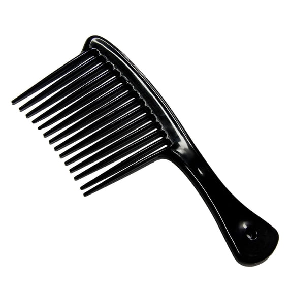 Large Wide Tooth Comb Handle Detangling Reduce Hair Loss Brush Tool (Black)