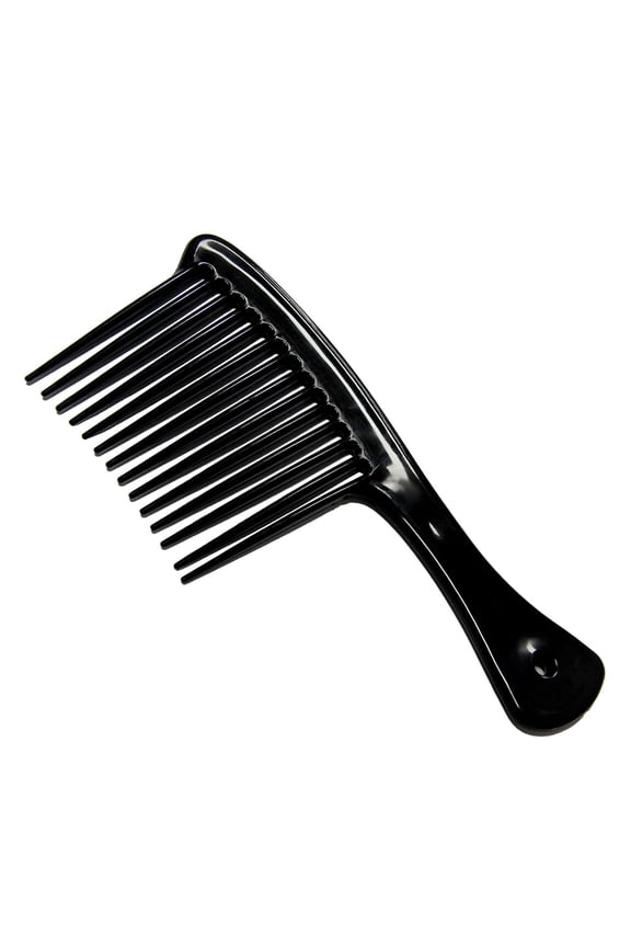 Large Wide Tooth Comb Handle Detangling Reduce Hair Loss Brush Tool (Black)