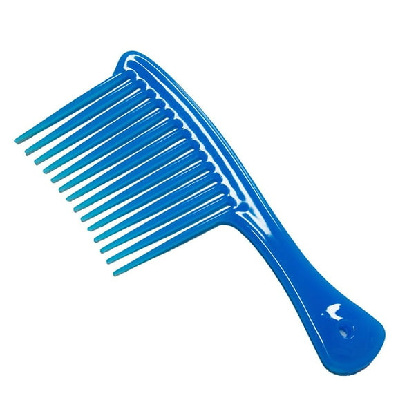 Large Wide Tooth Comb Handle Detangling Reduce Hair Loss Brush Tool (Blue)