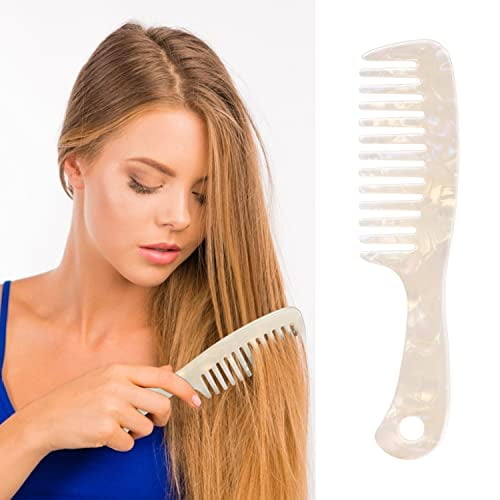 Large Wide Tooth Hair Comb, LADYAMZ [Tortoise Shell] Cellulose Acetate