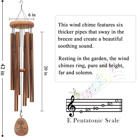 Large Wind Chimes for Outside Deep Tone,42" Memorial Wind Chimes for Loss of Loved one, Sympathy Gifts Outdoor Decor in Garden,Porch, Backyard and (Bronze)